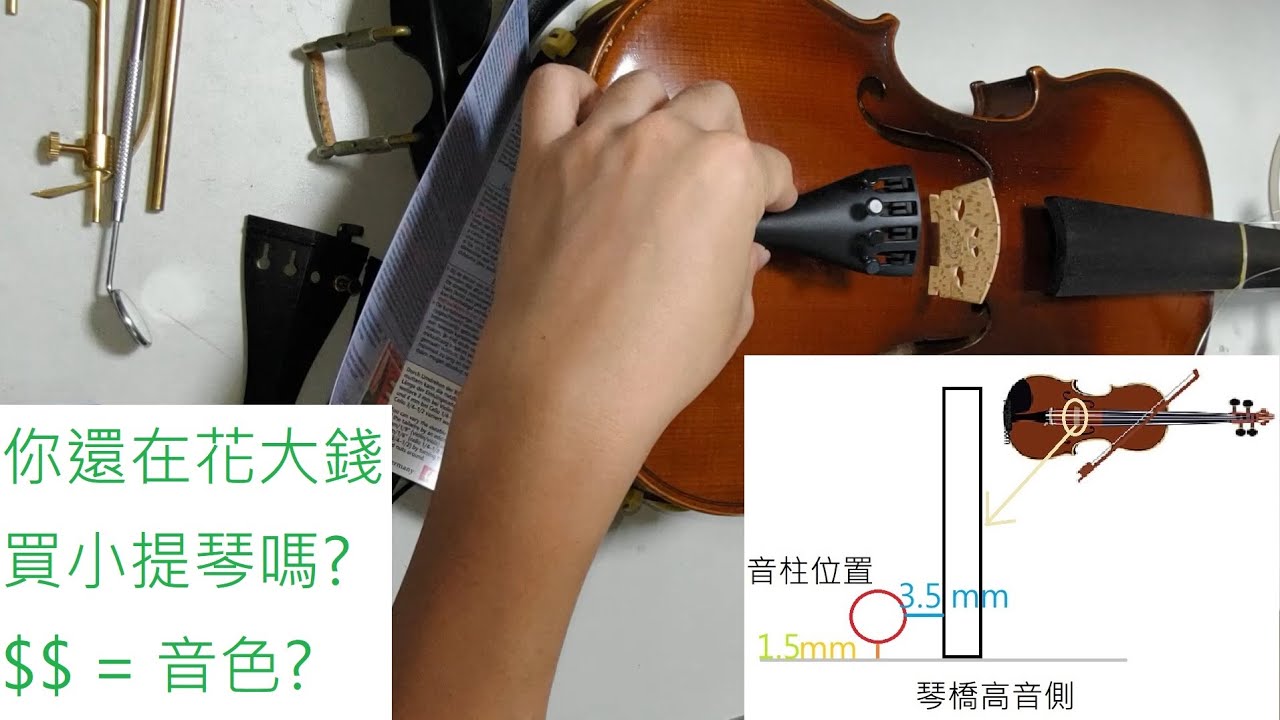 自學小提琴整音: DIY更換配件讓音色大幅提升! 不必再花上百萬買琴了 (琴橋、音柱、拉弦板、尾繩、腮托，附保養指南 & 小提琴發音物理學原理)