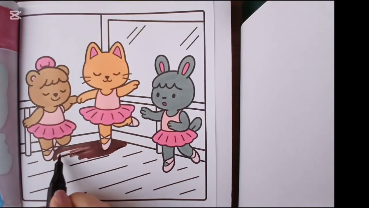 Sweet Ballet Moments.. Coloring Cute Kawaii Friends 🐱🐰🐻
