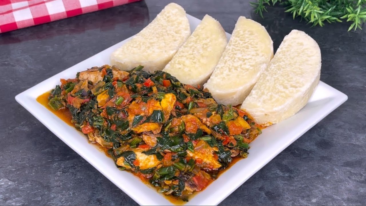 This Boiled Yam and Vegetable Sauce Recipe is so Delicious| How to Make Yam and Vegetable Sauce