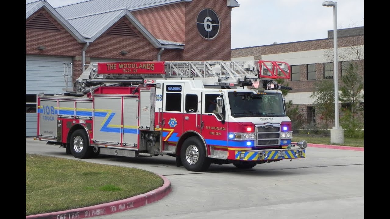 Truck 106 (108) Responds to Medical Call with Ariel Shots! [The Woodlands Fire Department] 12/9/2019