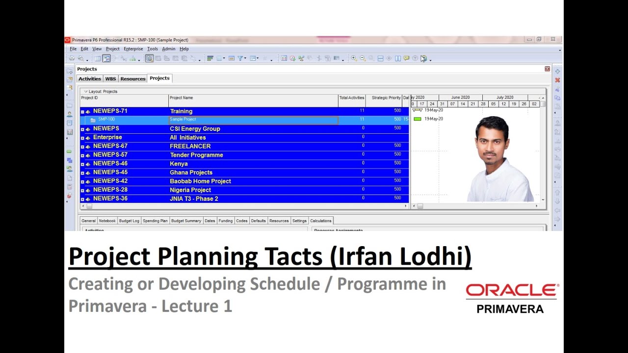LEC-001- Creating or Developing Schedule / Programme in Primavera - Lecture 1