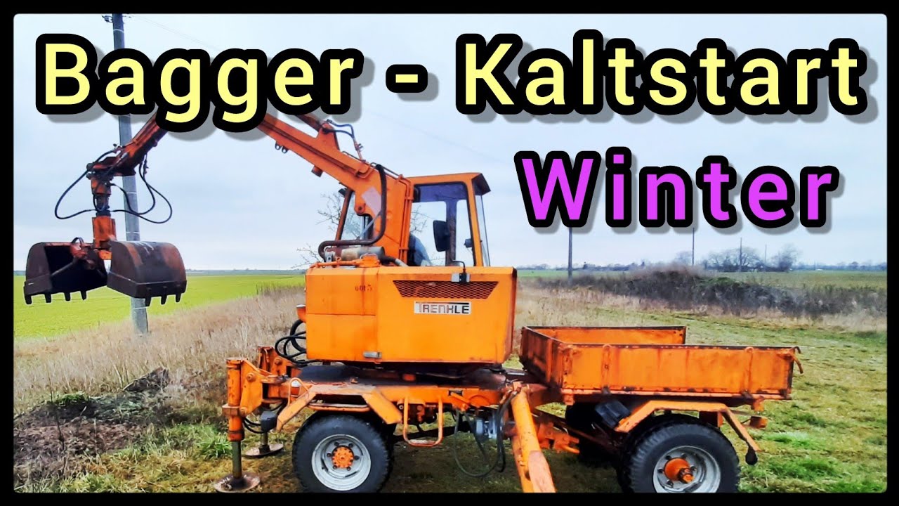 Bagger- Kaltstart im Winter