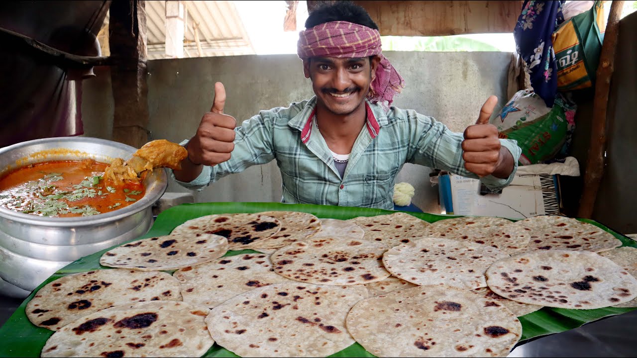 Chapati with Chicken Curry and Chicken leg piece Eating challenge