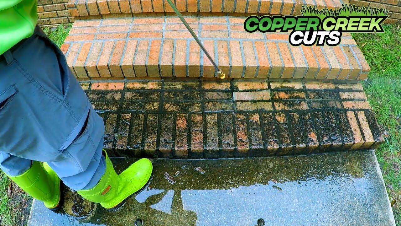 Pressure Washing Sweet Old Lady's Nasty Dirty Brick Steps For Free