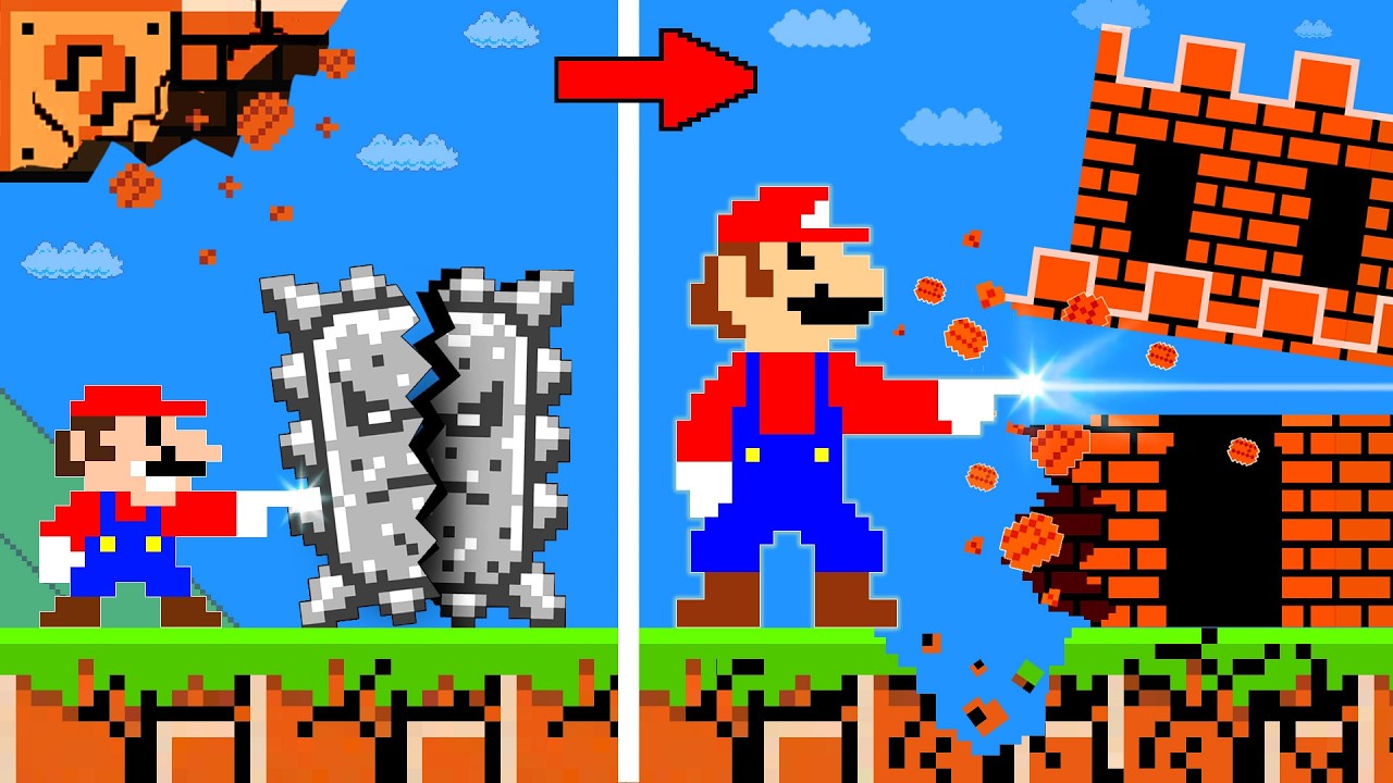 What If Mario Destroys EVERYTHING In ONE TOUCH In Super Mario Bros?