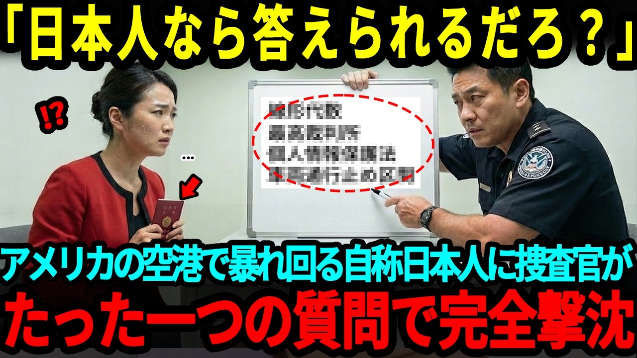 【海外の反応】「私は日本人よ！」アメリカの空港で暴れる自称・日本人に審査官が、たった一言質問した直後に顔面蒼白になった理由
