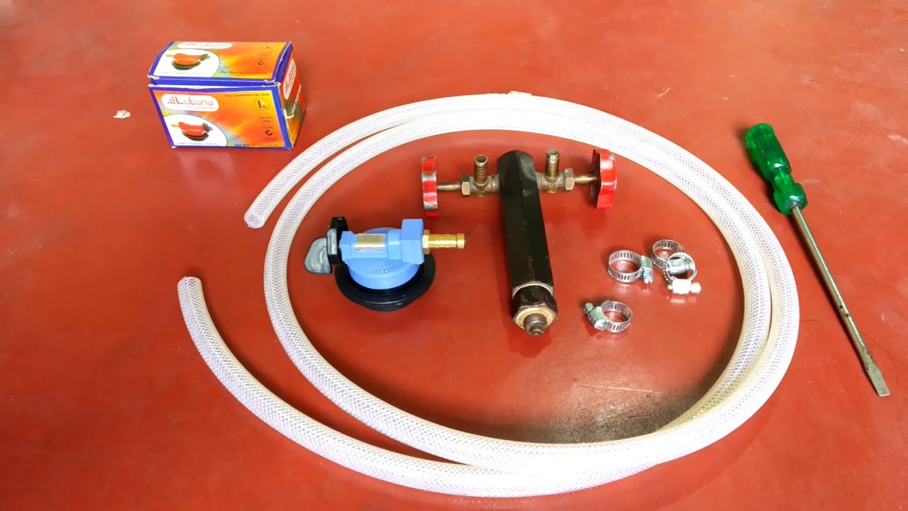 Big LPG Cylinder to Small Cylinder Gas transfer Valve Pipe and Regulator setup