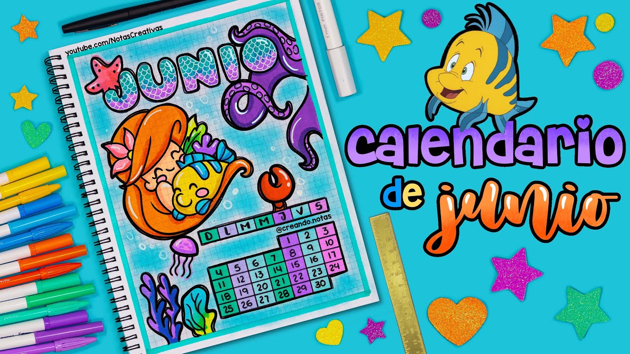 Cómo hacer tu CALENDARIO de JUNIO de la SIRENITA - BULLET JOURNAL