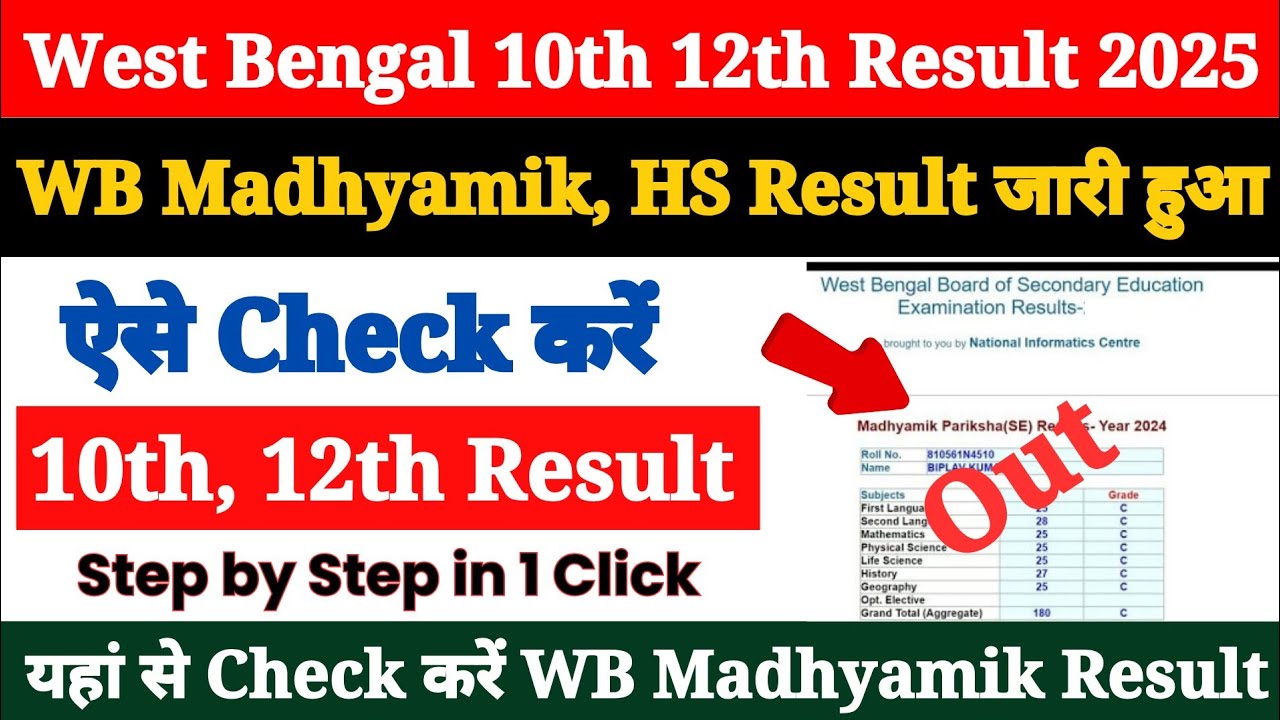 West Bengal Board 10th 12th Class Ka Result Kaise Check Kare 2025 ? How to Check WB Madhyamik Result