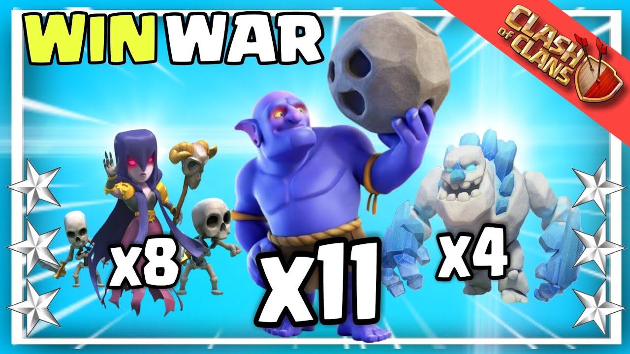 TH 11 Ice Golem +bowler+witches+bats attack Strategy | Best th 11 legends league attack strategy