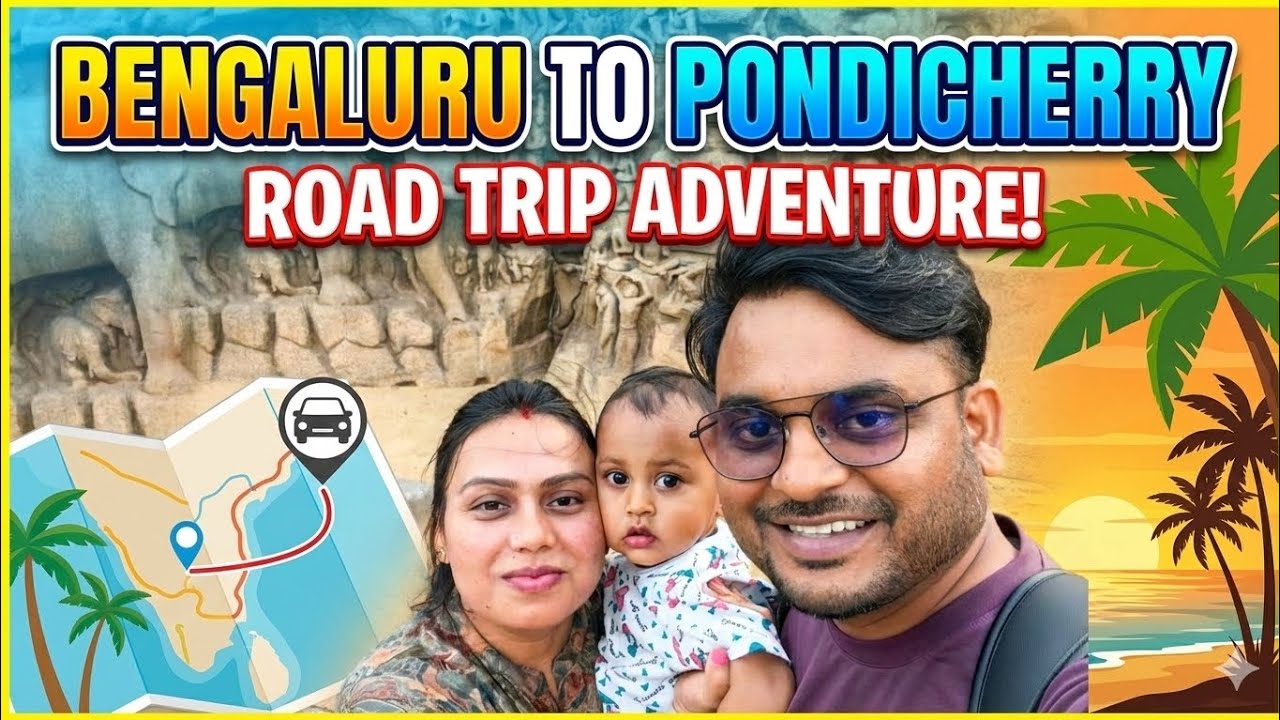 Bangalore to Pondicherry Road Trip Travel Vlog Day 1 in 2025: 7-Hour Epic Family Car Adventure!