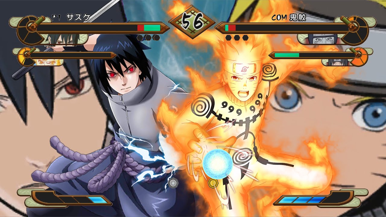 Ultimate Kurama Lightning Attack Naruto & Sasuke vs Akatsuki - Naruto Gekitou Ninja Taisen Special