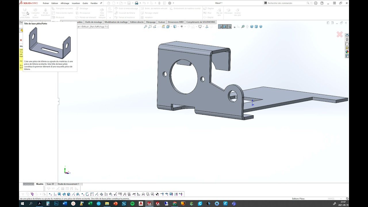 Solidworks Tolerie EX-001, méthode 1