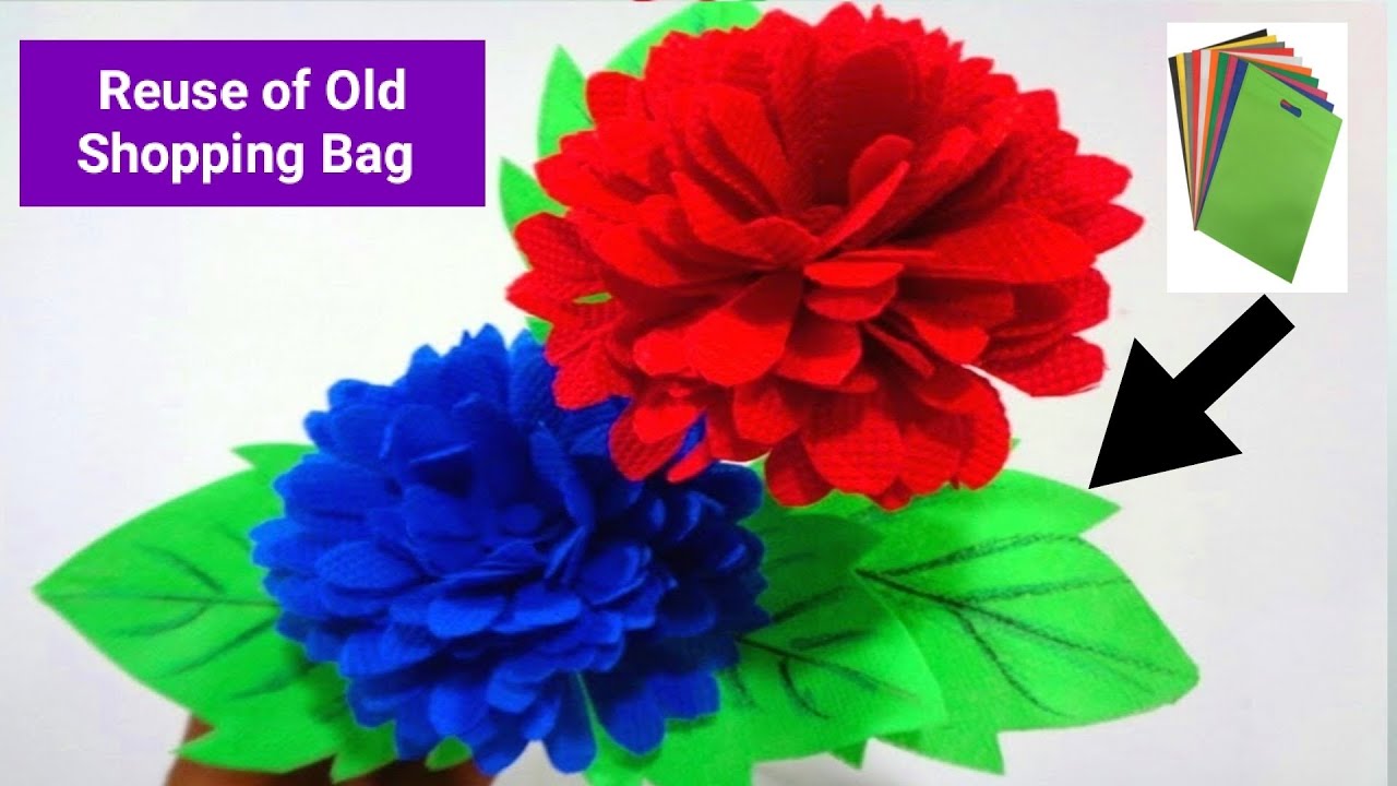 How to Make Beautiful Flower by using Old Shopping Bag //DIY Shopping Bag Flower //Best out of Waste