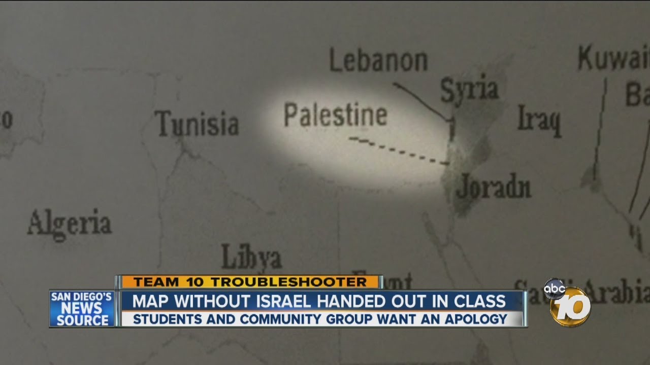 Israel replaced with Palestine on map in language class at SDSU
