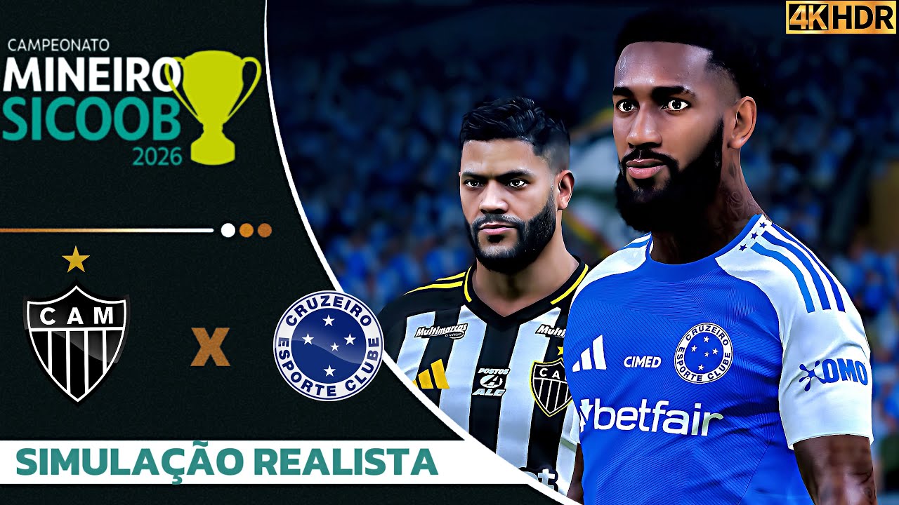Atlético Mg vs Cruzeiro | Campeonato Mineiro 2026 | Gerson x Hulk | Simulação 4K60FPS Realista.