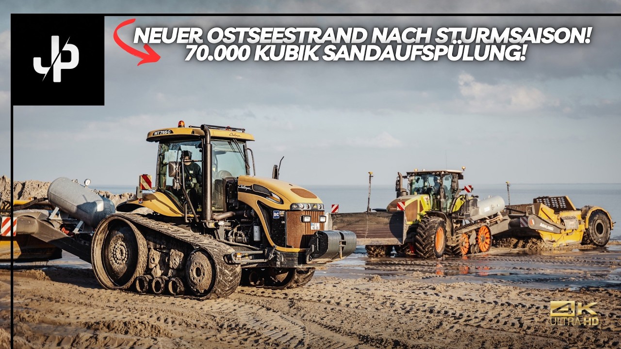 so entsteht neuer Ostseestrand! Raupenschlepper am Strand || JP Agrar Doku