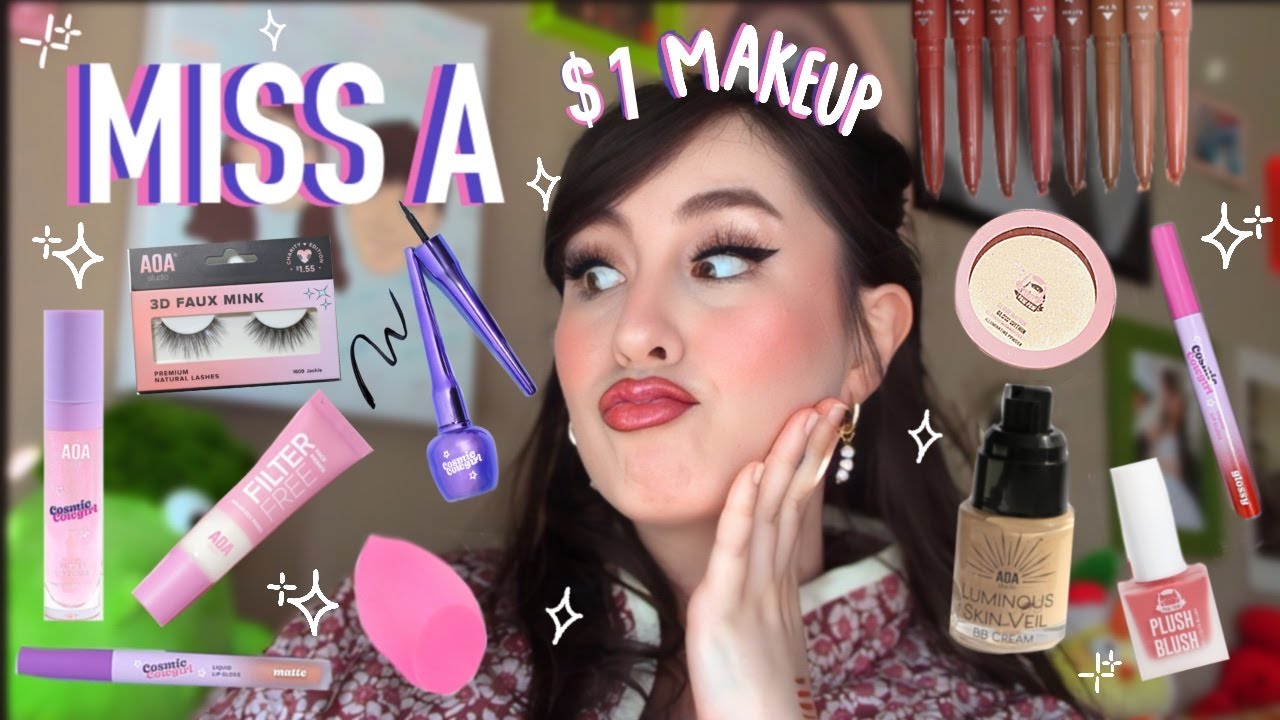 FULL FACE OF SHOP MISS A ALL  $1 MAKEUP| AOA MAKEUP| OMG!