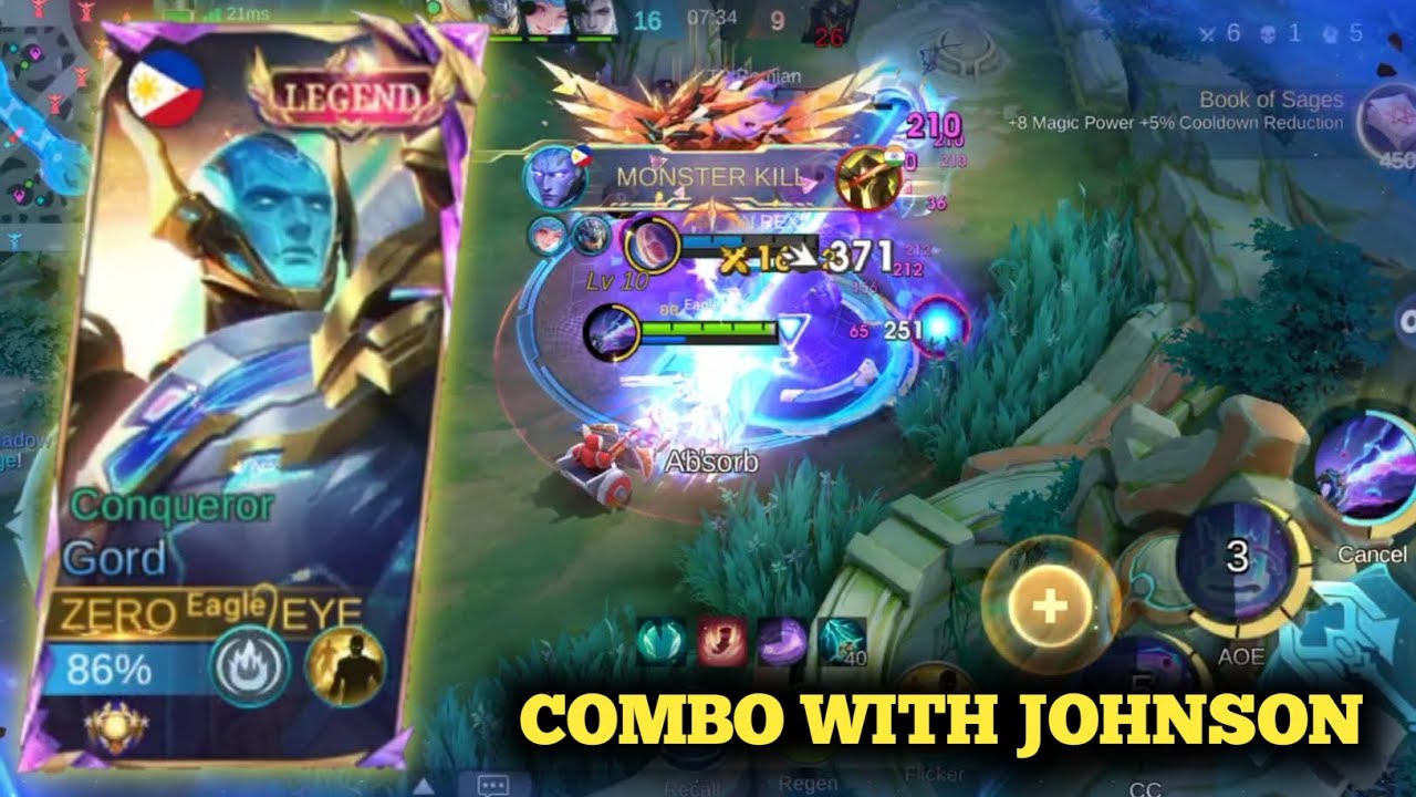 BEST COMBO WITH JOHNSON😱 || ONLY GORD || TOP GLOBAL GORD || #gameplay #mlbb #gaming #youtuber 