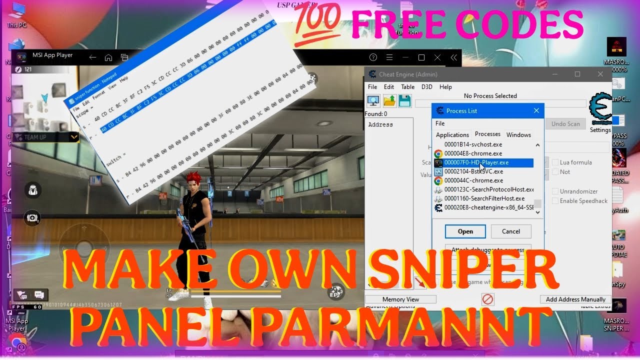 How to make free fire panel in pc || Permanent Sniper Panel FREE👺FREE FF  CODES AND MAKE OWN AIMBOT