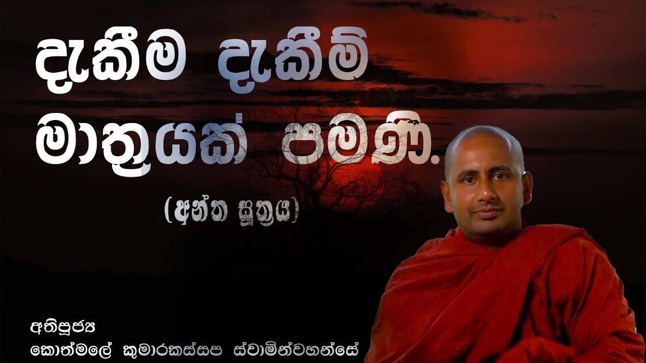 දැකීම දැකීම් මාත්‍රයක් පමණි.( අන්ත සූත්‍රය ) අතිපූජ්‍ය කොත්මලේ කුමාරකස්සප ස්වාමින්වහන්සේ.