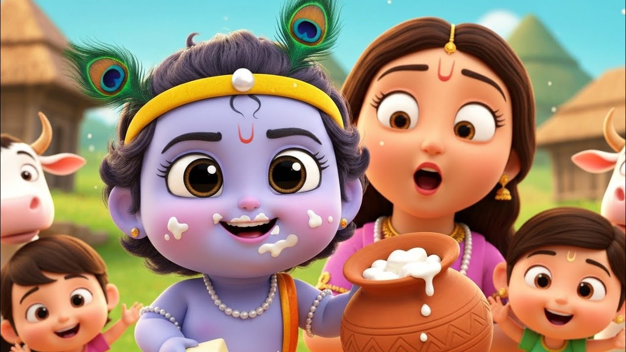 छोटे गैया छोटे ग्वाल | Makhan Chor Krishna Song 🐄🧈 | Kids Nursery Rhymes Hindi English