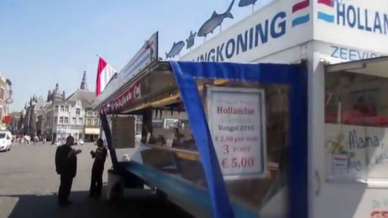 Eating Dutch Lekkerbekje / Kibbeling in 's-Hertogenbosch or Den Bosh