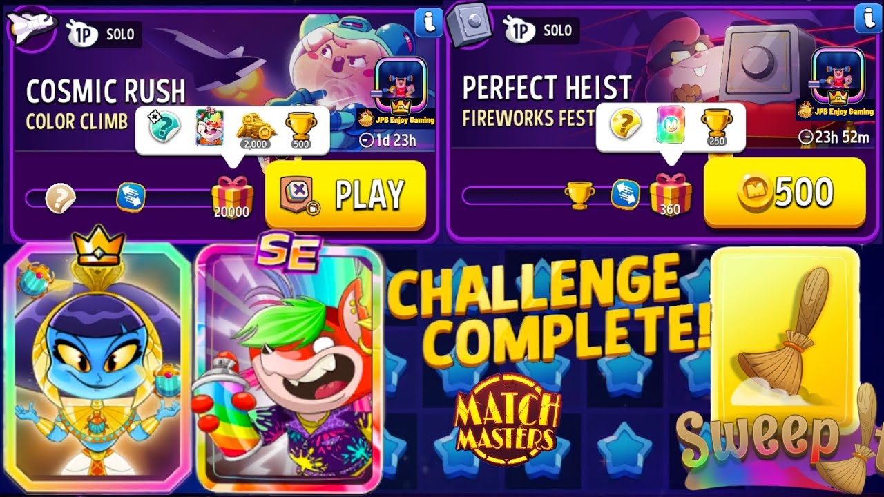 2 Solo/Color Climb+Blow 'Em Up Solo Challenge Cosmic Rush 20000 Score/ Fireworks Festival+Bombs Away