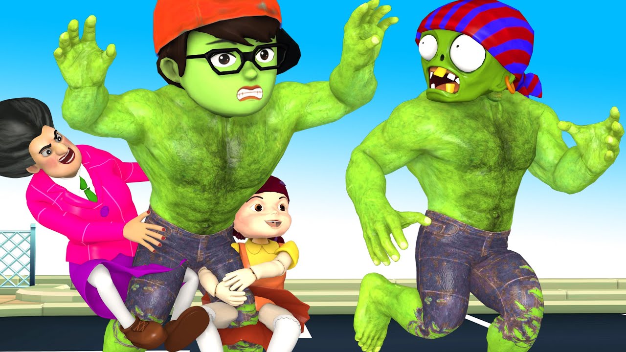 Giant Nick Love Doll Squid Game and Miss T Troll Giant Zombie - Scary Teacher 3D Funny Story