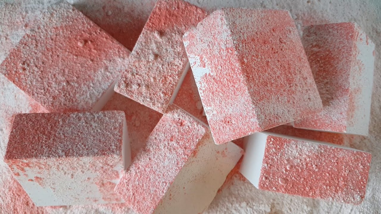 ASMR~Strawberry Silk~8 Fresh Gym Chalk Blocks Covered With Colored Chalk+Dusty Color Surprices!