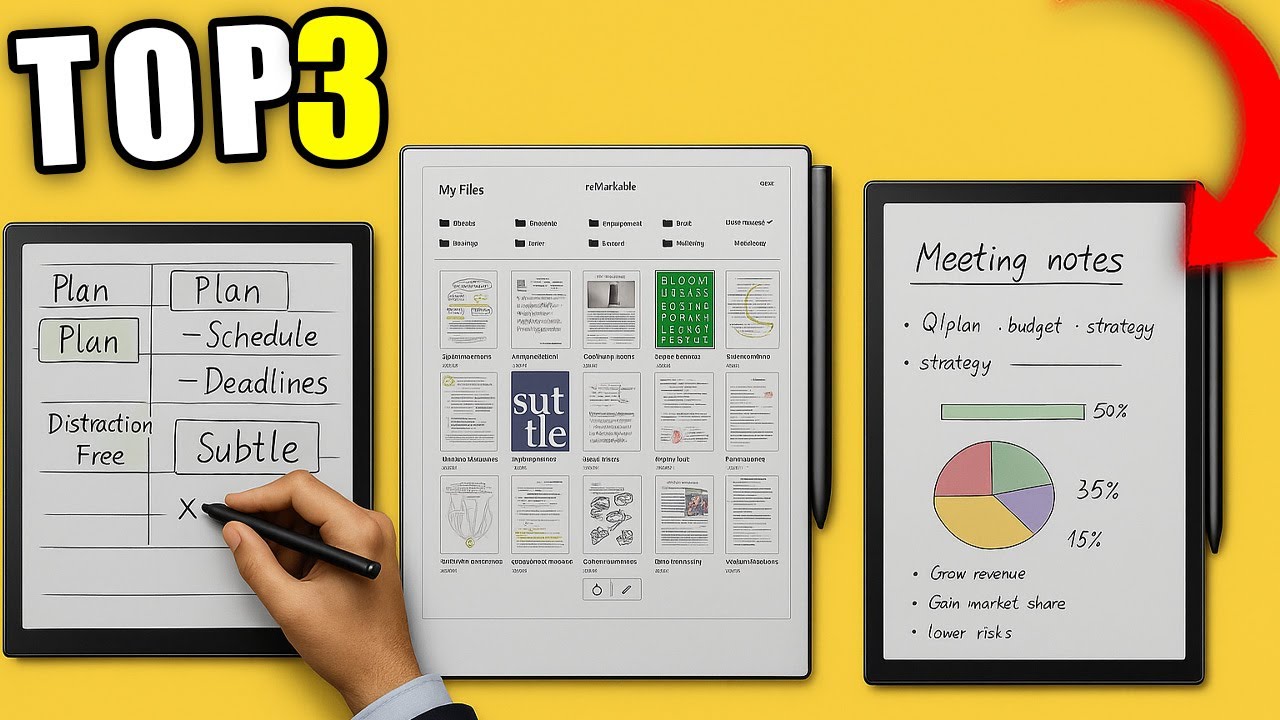 Top 3 Tablettes E-Ink 2025 🧠 | Comparatif reMarkable vs Boox