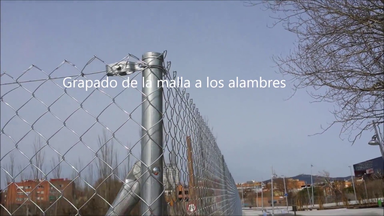 Cercado con poste taladrado y malla grapada