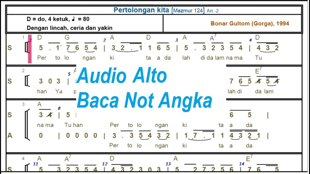 Pertolongan Kita (Mazmur 124) || Cipt. Bonar Gultom || Audio Alto || Untuk latihan Koor