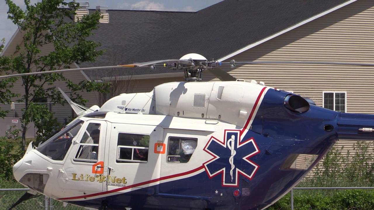 Medical Helicopter Lands In West Branch, Michigan