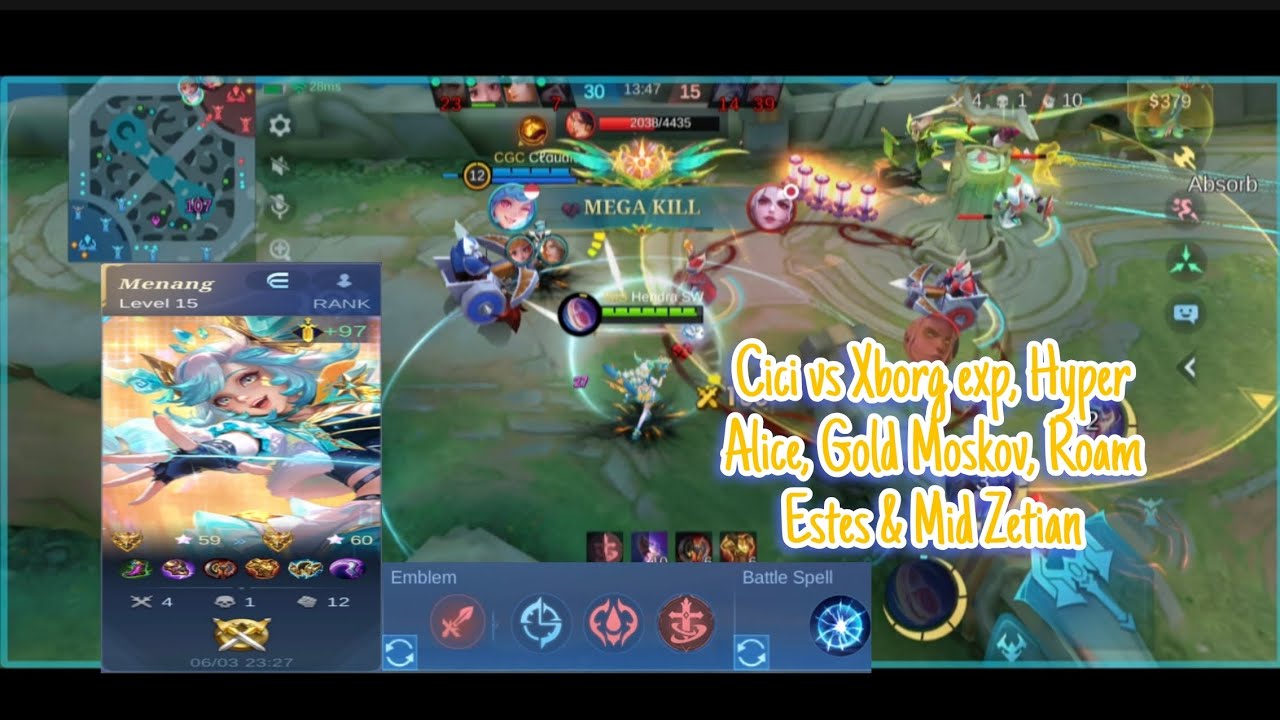 Cici Exp Solo Rank Mythical Glory vs XBorg Exp, Hyper Alice, Roam Estes, Gold Moskov & Mid Zetian