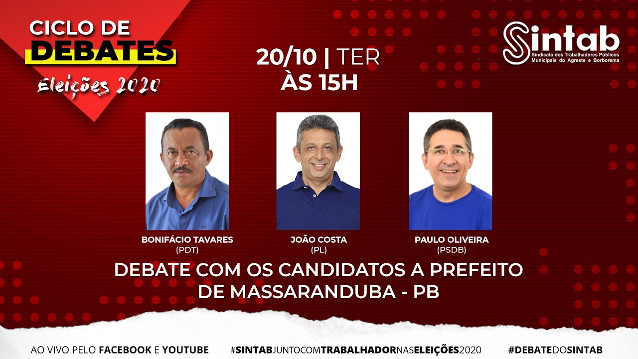 [TV SINTAB] Ciclo de debates - Candidatos de Massaranduba - PB - ELEIÇÕES 2020