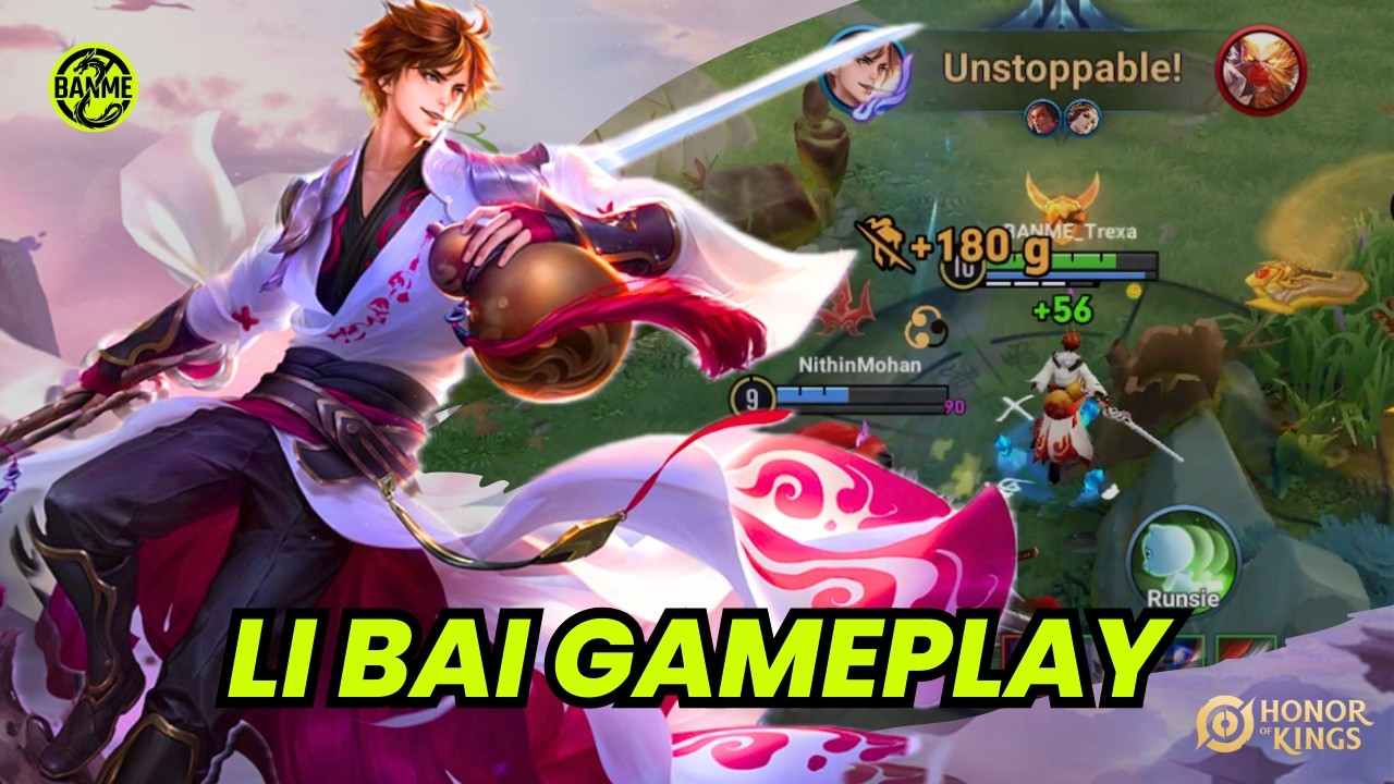 LI BAI GAMEPLAY | HONOR OF KINGS INDIA | BANME GAMING