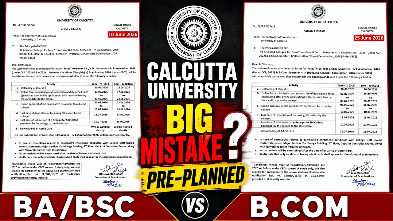 Calcutta University Exam Schedule Shocking 😱 BIG MISTAKE or PRE-PLANNED? Full Truth Explained