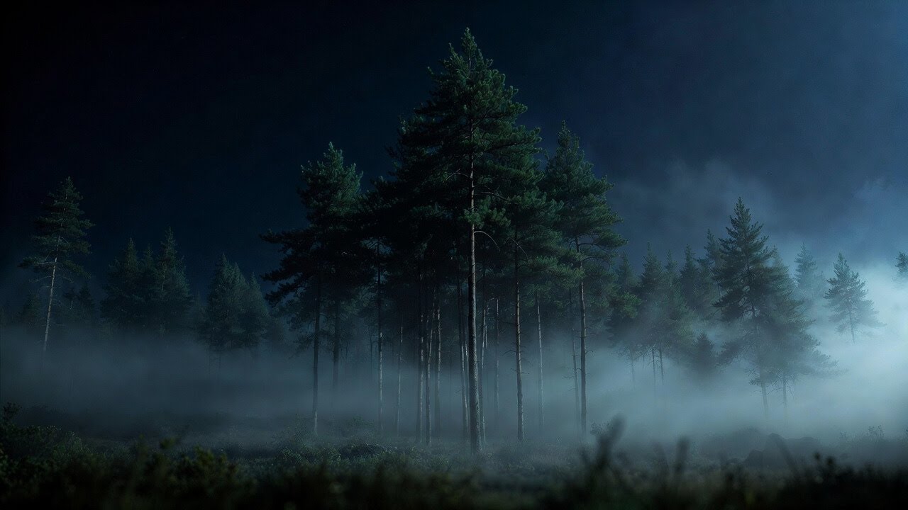 Foggy Forest Moonlight 🌲🌫️ 1 Hour | Deep Sleep & Relaxing Ambient Music