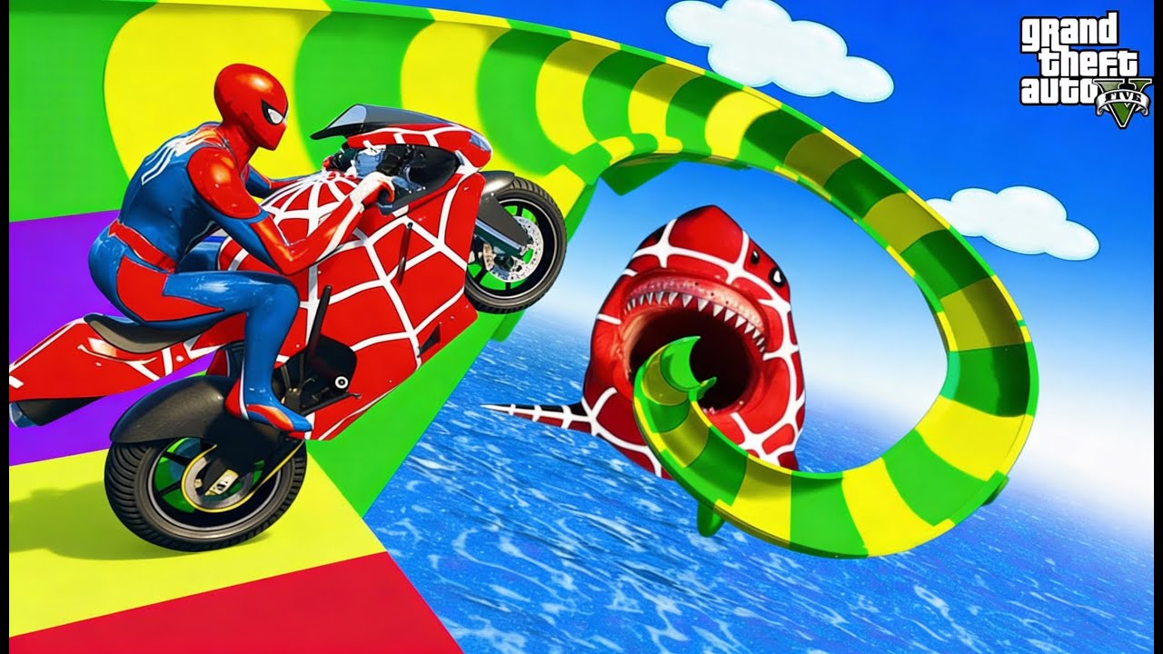 SPIDER-MAN GTA 5 😱 EXTREME STUNT RAMP RACE | HULK, SQUID GAME DOLL & MORE 🔥#gta5 #spiderman