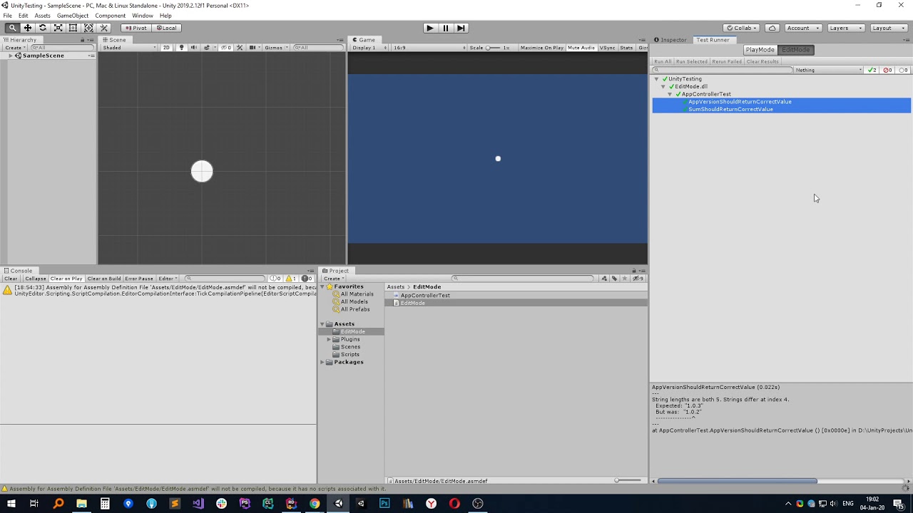 Тестирование в Unity
