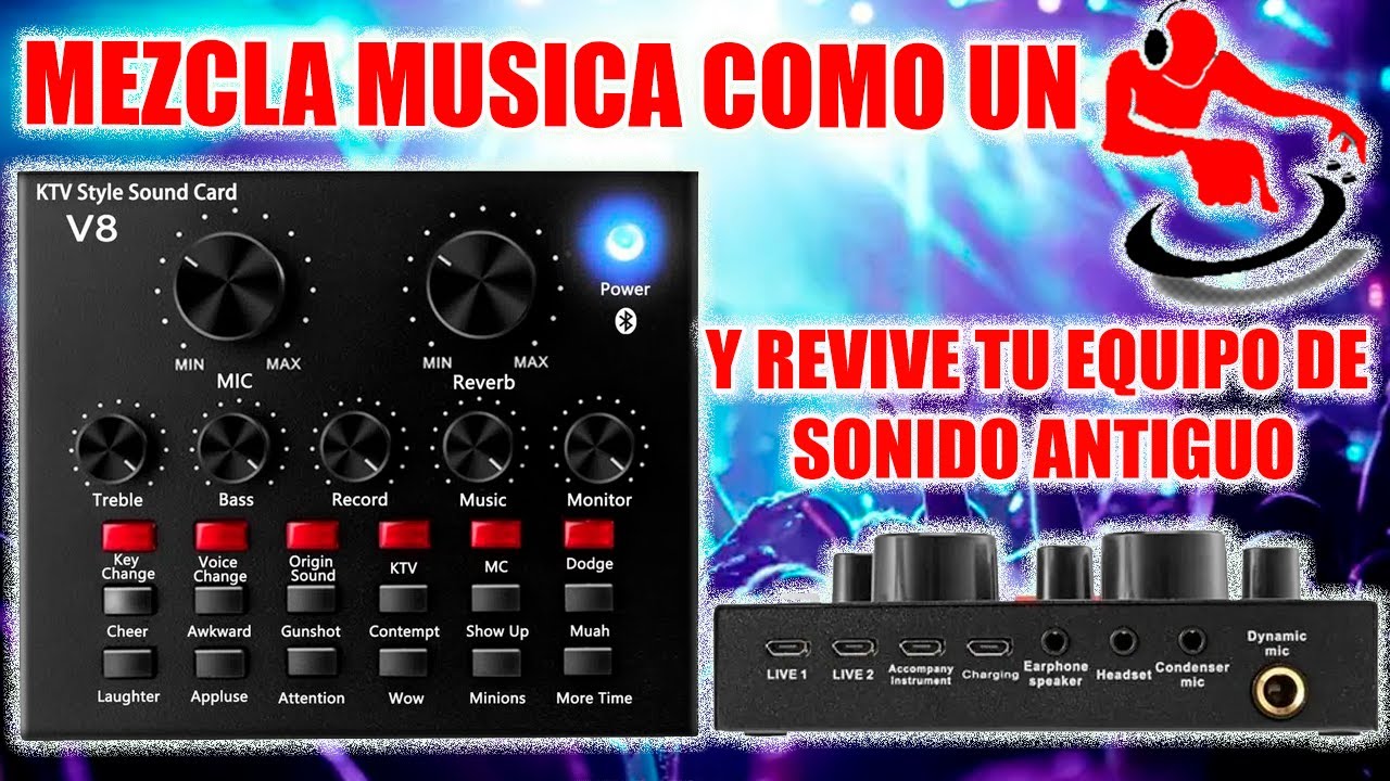 TARJETA DE SONIDO V8, MEZCLA TU MUSICA COMO DJ 2024