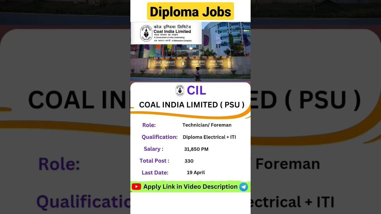 CIL Vacancy 2023 for Diploma Electrical। #shorts #jobs2023