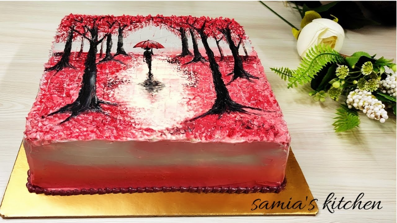 CAKE PAINTING! Rain Theme | Painting  With Buttercream | Cake Decorating