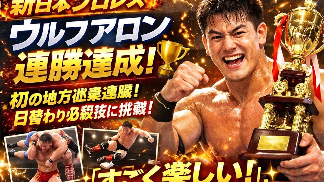 新日本プロレス🔥ウルフアロン初の地方巡業連勝！日替わり必殺技に挑戦💥ウルフアロン連勝達成🏆初地方巡業の手応え「すごく楽しい！」✨