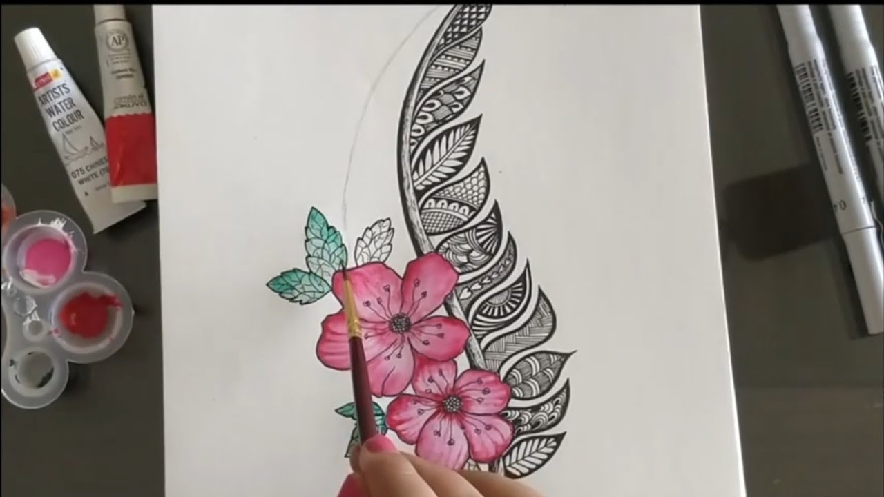 Zentangle Leaf | Zentangle Art | Pen art | Zentangle and color