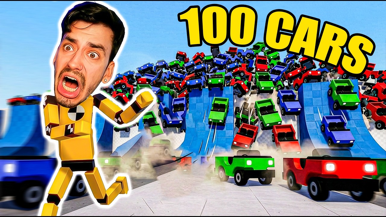 SURVIVING 100 CAR TRAFFIC! (Fun With Ragdolls Plus)