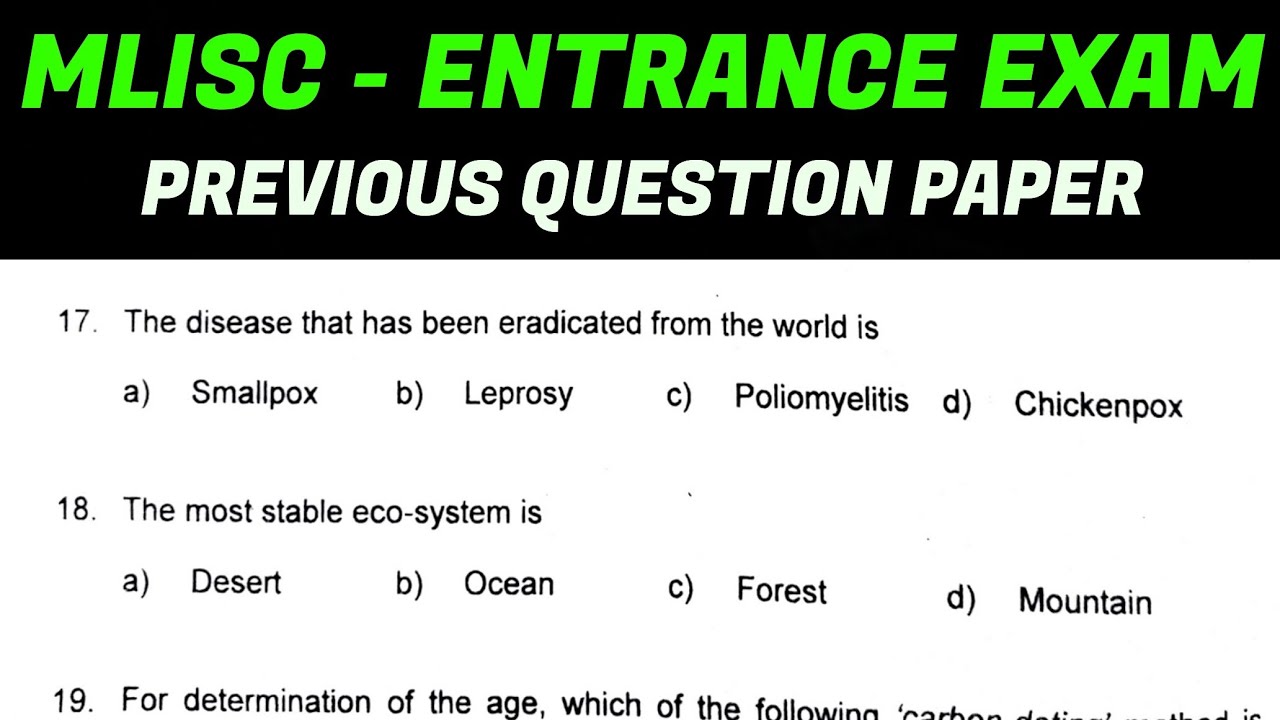 Master of Library and Information Science Entrance Previous  Question Paper  | University of Kerala