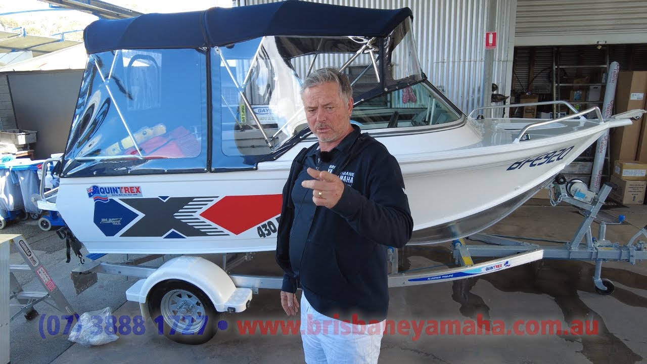 Quintrex 430 Fishabout with full customer camper covers