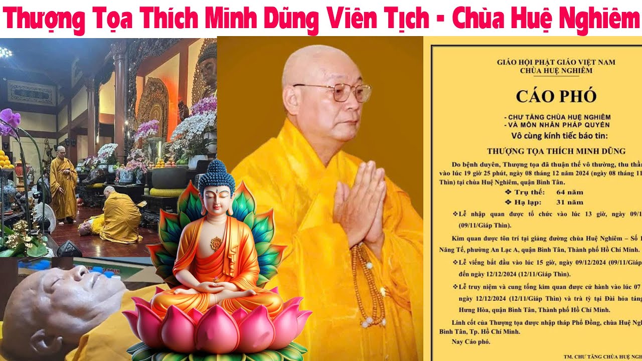 Cáo Phó: Thượng Tọa Thích Minh Dũng Viên Tịch - Chùa Huệ Nghiêm